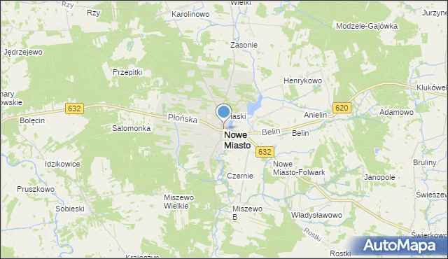 mapa Nowe Miasto, Nowe Miasto powiat płoński na mapie Targeo